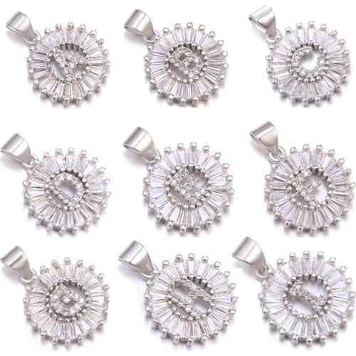 Juya DIY Luxuryu Cubic Zirconia 26 Alphabet Letters A-Z Initial Charms Pendant For Women Men Handmade Name Jewelry Making