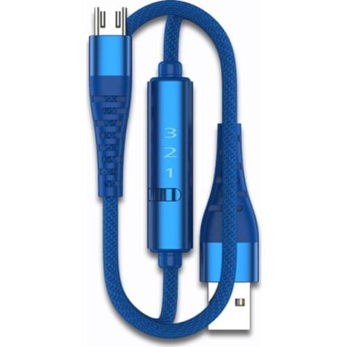 Ranboda 2m USB 3.0 Micro USB Cable 3A Fast Charging with Timer and Power Switch for Android Phone Nylon Braided Metal Connector
