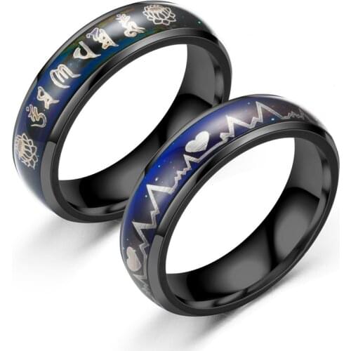 AsJerlya Mood Rings For Women Changing Color Heartbeat Ring Men Emotion Feeling Ring Mood Temperature Couple Ring