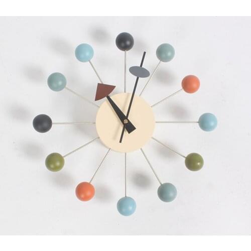 Creative Quiet Wall Clock Watch Wall Clocks Quartz Needle Popular Fashion Wooden Ball Clock Decor Living Room and Kid Room