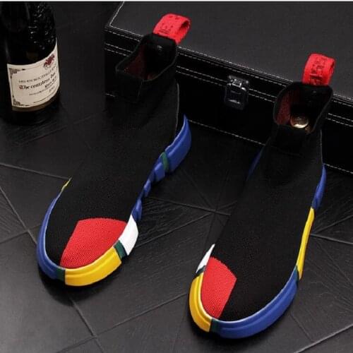 Designer Socks Men Sneakers Speed Trainer Black Yellow Glitter Mens Casual Shoe Runner Heavy Sole Da14