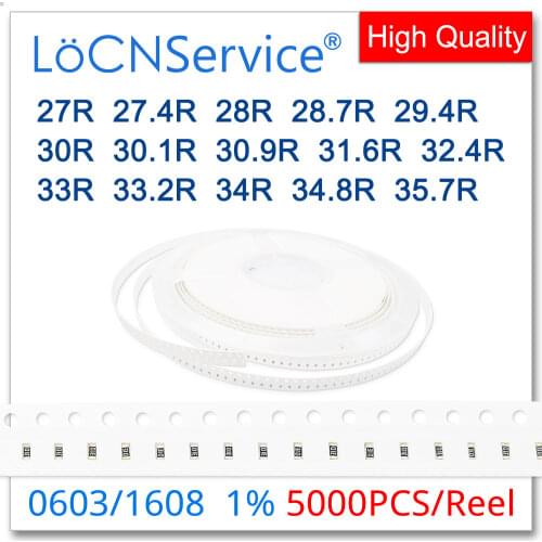 LoCNService 1206 1% 5000PCS 27R 27.4R 28R 28.7R 29.4R 30R 30.1R 30.9R 31.6R 32.4R 33R 33.2R 34R 34.8R 35.7R 3216 Resistor OHM