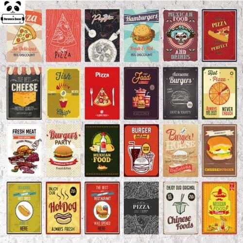 Food Metal Poster Plaque Metal Vintage Tin Sign Wall Decor Bar Bistro Cafe Pizza Shop Retro Metal Sign Home Decor