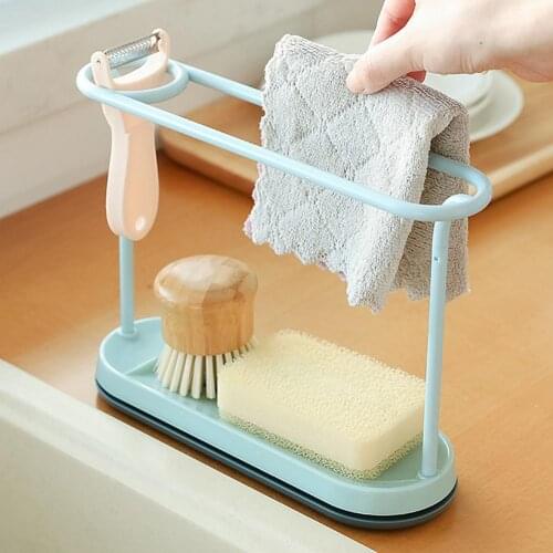 Multifunction Oval Sponge Drain Hanging Rack Sink Shelf Hollow Removable Storage Holder Convenience Kitchen Accessories