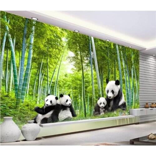 Custom National Treasure Panda 3d mural wallpaper bamboo forest scenery paper peint mural 3d wallpaper for kids room
