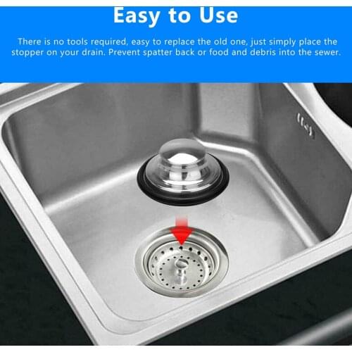 Stainless Steel + Rubber Garbage Disposal Stopper Stainless Steel + Black 85mm Drain Cover Sale Durable