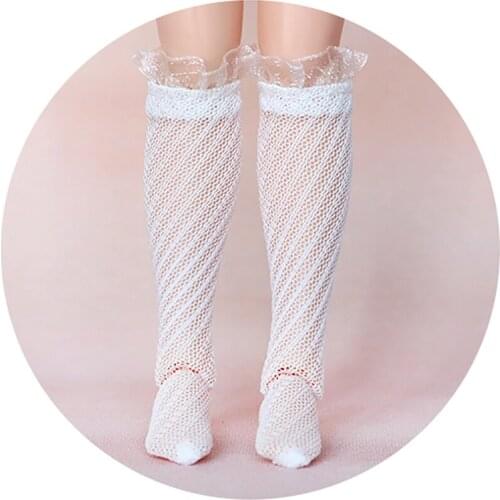 New 1 Pair Lace Socks White cross grain knee highs socks for blyth azone s ob24 1/6 dolls accessories socks for dolls