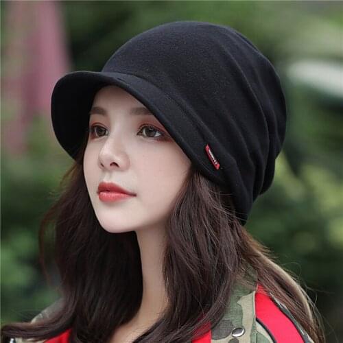 New Knitted Hat Womens Autumn And Winter Haed Cap Fashion Solid Color Outdoor Windproof Keep Warm Thicken Knitted Hats