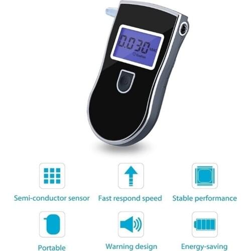 Newest Breath Alcohol Analyzer Tester LED Digital Alcohol Detector with 5 Mouthpieces Professional Drunk Driving Alcohol Sensor