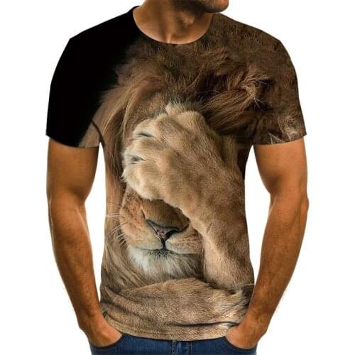 2021 Summer New style 3D Printing Lion Mens And Womens Casual T-Shirt Fashion Trend Young Handsome T-Shirt Top