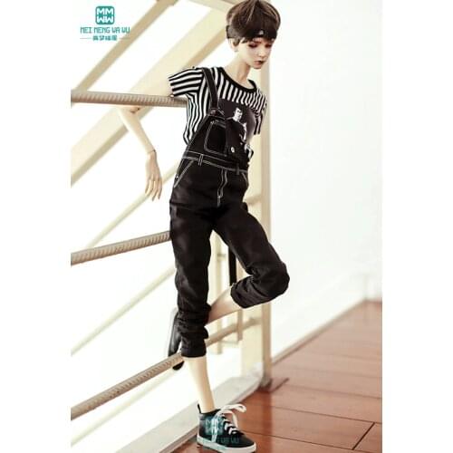 BJD doll clothes fits BJD uncle fashion wild handsome strap jeans Black army green denim blue