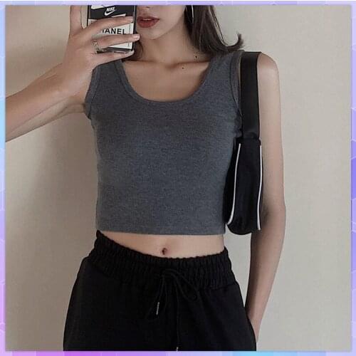 Solid Crop Top Sling Sports Vest Sleeveless Womens Tank Top Female Summer Clothes For Women Sexy Backless Basic Tops Camisole