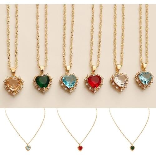 Heart Pendant Zircon Necklace Wedding Romantic I Love You Statement Necklace For Women Girl Friend Ladies Gifts Love Necklace