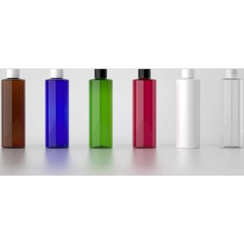 250ML 48pcs amber blue white clear green red plastic PET bottle with screw cap cosmetic container Liquid,Shampoo,Lotion bottles