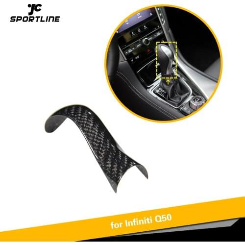 Car Gear Lever Shift Knob Cover Trim for Infiniti Q50 2013 - 2017 Dry Carbon Fiber Shift Knob Cover Trim
