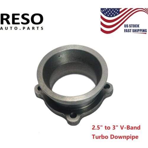RESO--2.5" to 3" V-Band Turbo Downpipe Exhaust Flange Adapter 4 Bolts CONVERSION KIT Cast Iron Flange Adaptor