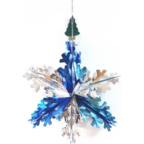 Christmas Tree Snowflake Hanging Decoration Blue Silver Aluminum film Foil Artificial Snow Ceiling Decor For New Year Party zz38