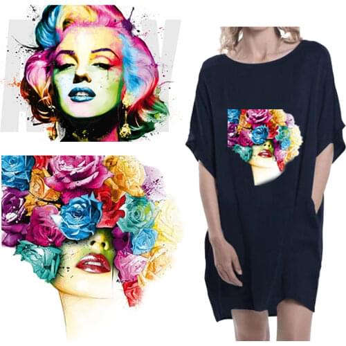 Clolor Flower Thermo Stickers On Clothes Beauty Girls Heat-sensitive Patches Iron On Transfers For Clothing Heat Transfer Vinyl