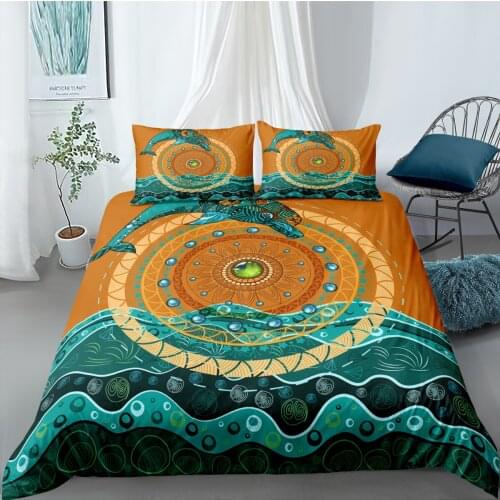 Funny Dolphin Bedding Set Bohemia Style 3D Print Comforter Luxury Twin Queen King Single Size Duvet Cover Set Home Textile Decor
