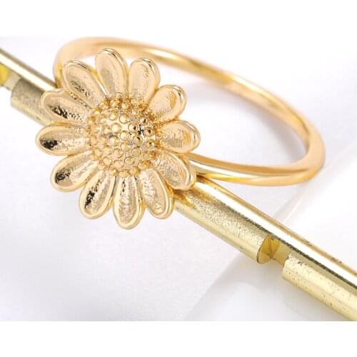 Gold Silver color Sunflower Rings For Women Charm Vintage Daisy Ring Natural Rural Boho Jewelry Christmas Gifts For Grandmother