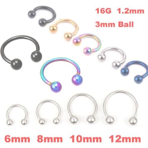 1Pc Fashion Horseshoe ball Fake Nipple Nose Ring Septum Stainless Steel Lip Labret Eyebrow Stud Body Piercing Jewelry