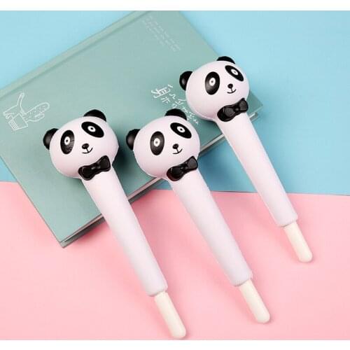 20PCS Panda Head Modeling Gel Pen Office Stationery Writing Pen Holder Soft Gel Pen Kawaii School Supplies