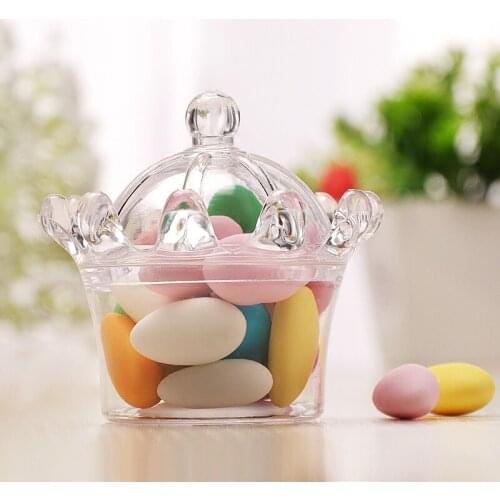 20pcs Plastic Imperial Crown Shape Candy Box Baby Shower Kids Birthday Party Gift Box Christmas Party Supplies