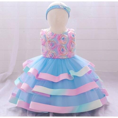 2020 Toddler Baby Girls Summer Wedding Dress Baby Girl Birthday Party Dresses Newborn Baptism Baby Dresses Princess Dress