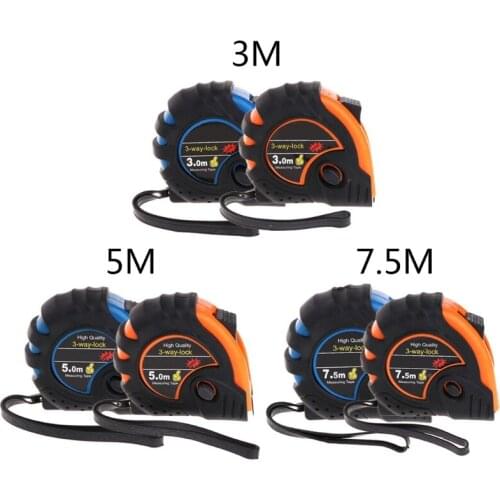 3m 5m 7.5m Retractable Tape Measure 3-Way-Lock Metric Rubber Measuring Tape Rule New Drop Shipping