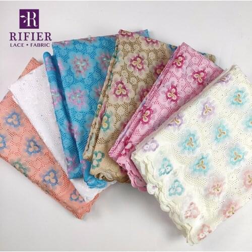 5 Yards African Cotton Lace Fabric With Rhinestones Nigeria India Embroidery Guipure High Quality 100% Cotton Lace Free Shipping