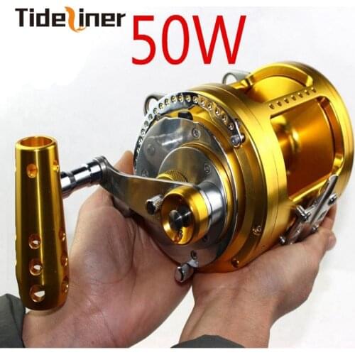 50W 80W big game jigging trolling baitcasting boat fishing reel line coil deep sea wheel saltwater Maximum braking force 70kg