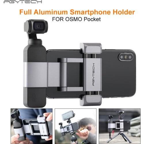 PGYTECH Full Aluminum Smartphone Holder Mount Bracket For DJI Pocket 2 DJI OSMO Pocket Gimbal Smartphone Fixed Stand Accessories