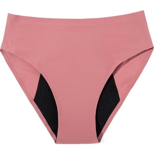 Heavy Flow Pink Seamless Menstrual Panties For Women Leakproof Period Pants 4 Layer Leakproof Mesh 50ml Absorbtent Underwear