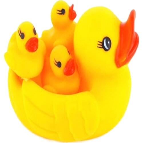 Baby Bath Toys Floating Duck Sounding Toys In Summer, Rubber Toy Ducks Mother and Baby Duck Squeeze Sounding Dabbling Toy