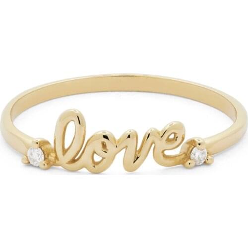 Trendy 925 Sterling Silver Gold Color Letter Love Ring for Women Couple CZ Crystal Rings Luxury Brand Jewelry Wedding Gift Hot