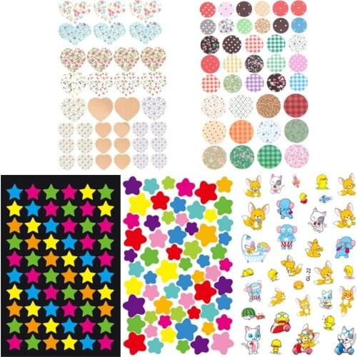 Cartoon Animal Heart Star Stickers Diary Planner Memo Scrapbooking Paper Stationery Decor School Supplies 5Sheets/lot