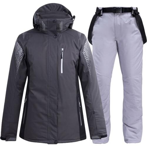 Brand -30 Men & Women Snow Suit Snowboard Clothing Set Winter Outdoor Sports Wear Waterproof Windproof Ski Jackets + Strap Pants