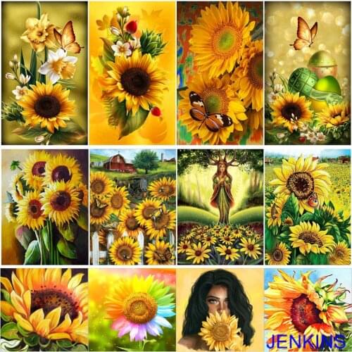 5D diy Diamond Painting Flowers Sunflower Round Full Diamond Embroidery Kit Home Decoration Craft home Art Collection jenkins