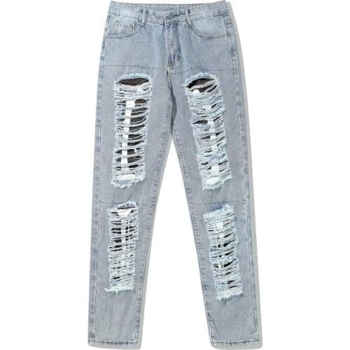 High New Kiryaquy Classical Broken Hole ripped Luxurious Embroidered jeans Cotton Denim Pants comfort casual jeans S-XL #A196