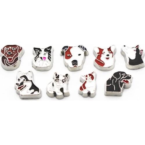 20Pcs/Lot Dog Alloy Floating Charms Hand-made DIY for Glass Lockets