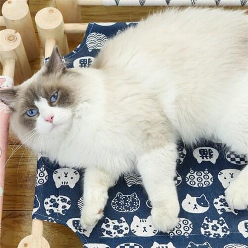 Elevated Cat Bed House Cat Hammocks Bed Wood Canvas Cat Lounge Bed For Small Dogs Rabbit Cats Durable Canvas Pet Supplies New