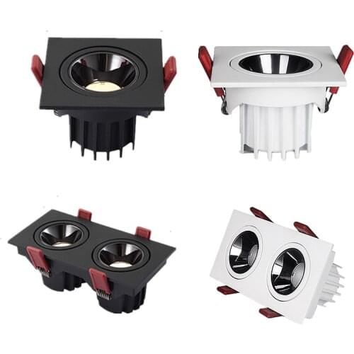 Dimable LED ceiling spot light kitchen living room indoor 7W 10W 12W 20W Angle adjustable anti-glare square LED