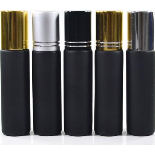 600pcs * 10ml roll-on perfume bottle 10ml matte black glass roll on bottle with metal roller ball for perfume oil