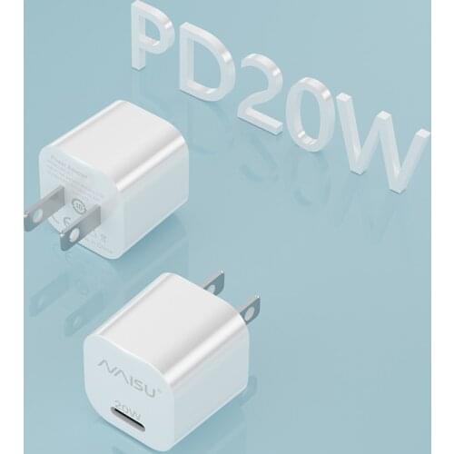 NAISU 20W PD Charger US Plug Mini Size USB Quick Charger Phone Wall Fast Charging Adapter For iPhone Samsung LG Xiaomi Universal