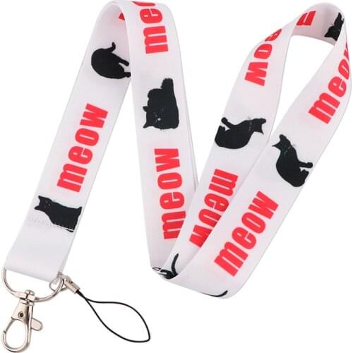 Cartoon Animals Cats Neck Strap Lanyards ID badge card holder keychain Mobile Phone Strap Gift Ribbon webbing necklace
