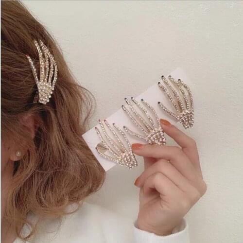 Skeleton hand clips Skull Skeleton Hand Hair Clip Womens Fashion Hair Accessories Bone Claw Hairpin Halloween Party