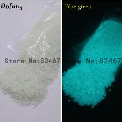 Glow in dark Sand Nail Glitter Luminous Stone Decoration Spall Glass vial bottle Nail Art Jewelry Blue-Green Color 100g/bag