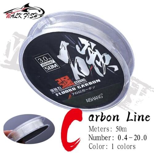 WALK FISH 50M 100% Fluorocarbon Fishing Line Carbon Fiber Line Super Strong Japanese Multifilament Sinking line Pesca