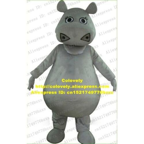 Lively Little Gray Hippo Behemoth Hippopotamus River Horse Hippotamous Mascot Costume Bright Eyes Trigon Nose No.4152 Free Ship