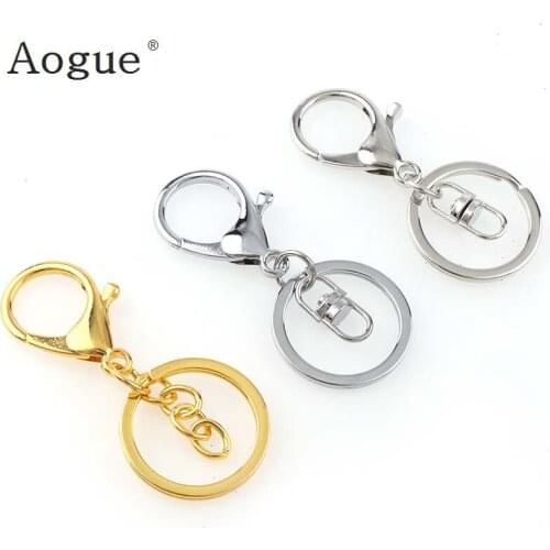 3pcs/lot 5 Colors Lobster Clasp Clips Key Hook Key chain Split Key Ring Findings Clasps For Keychains Finding Making 30x65mm